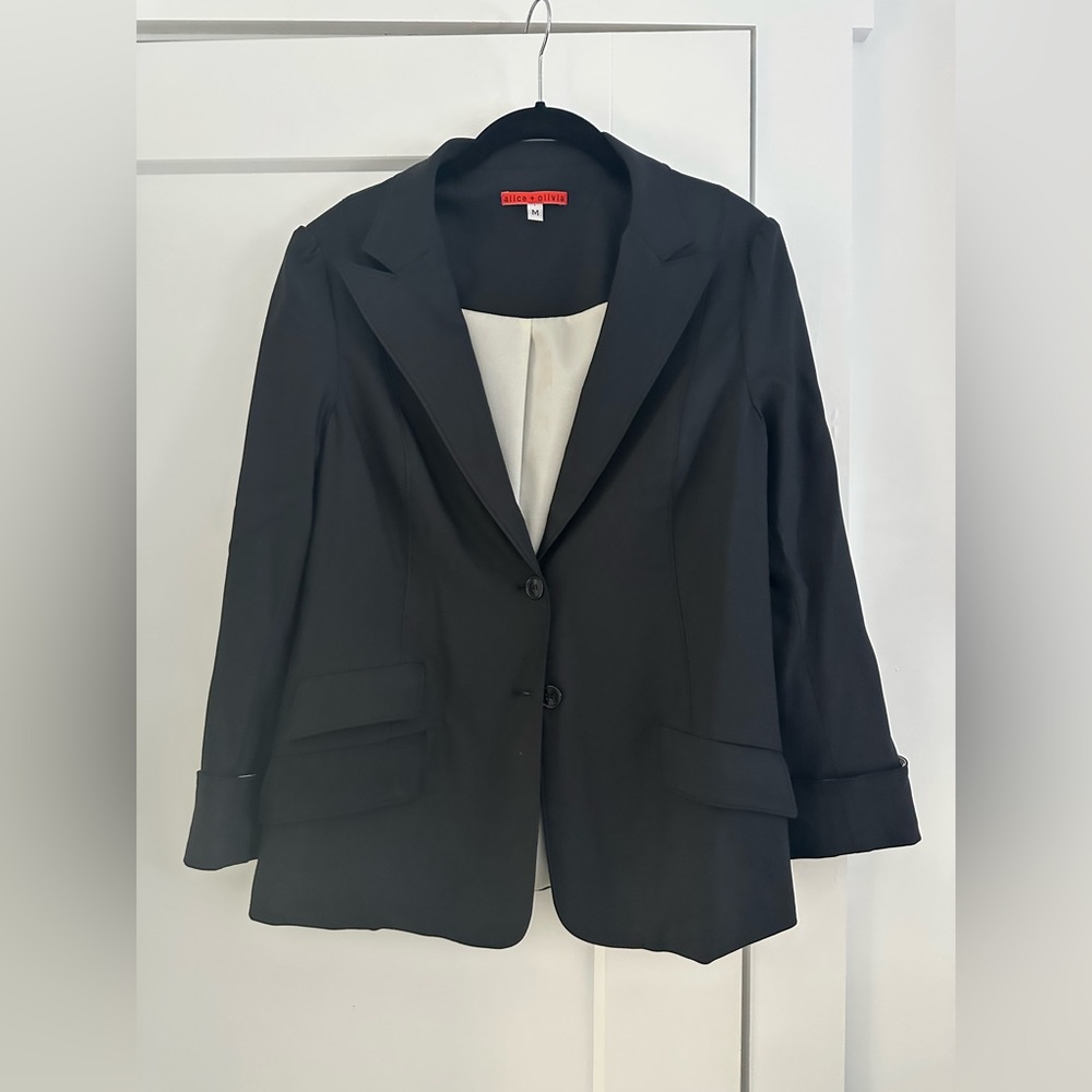 Alice + Olivia Wool Blazer Black Size Medium